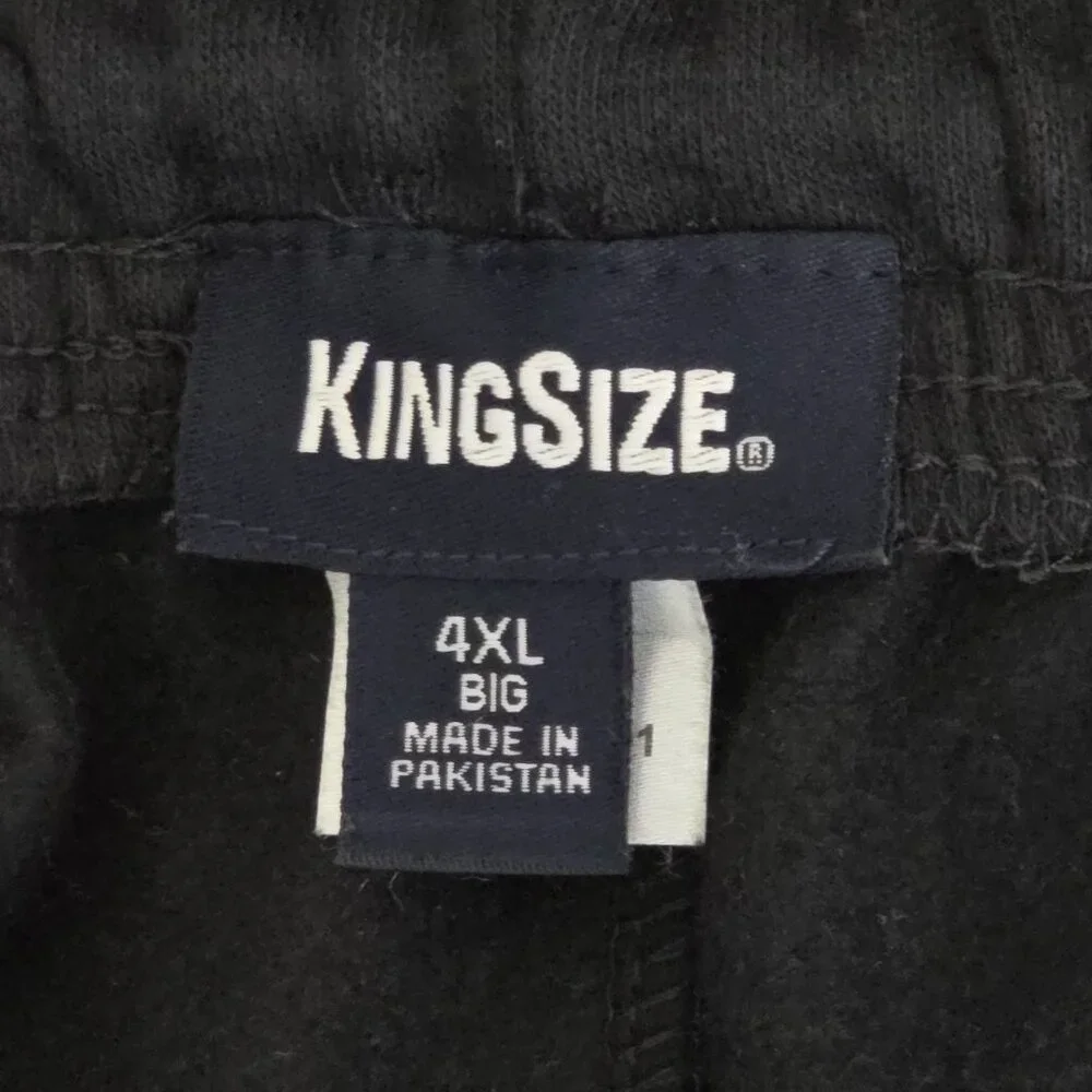 King Size Black Fleece Open-Bottom Sweatpants Men's 4XL (48-50 Waist) 31
